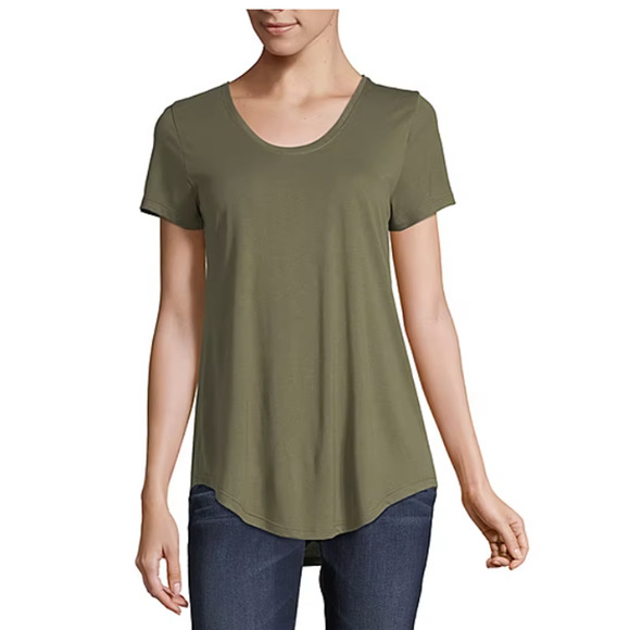 a.n.a Women's Round Neck Short Sleeve T-Shirt Rayon Blend Size S Rich Avocado - Picture 1 of 6